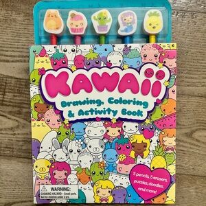 Kawaii Drawing, Coloring & Activity Book with Pencils and Erasers